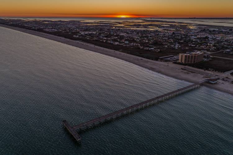 port aransas pier at sunset